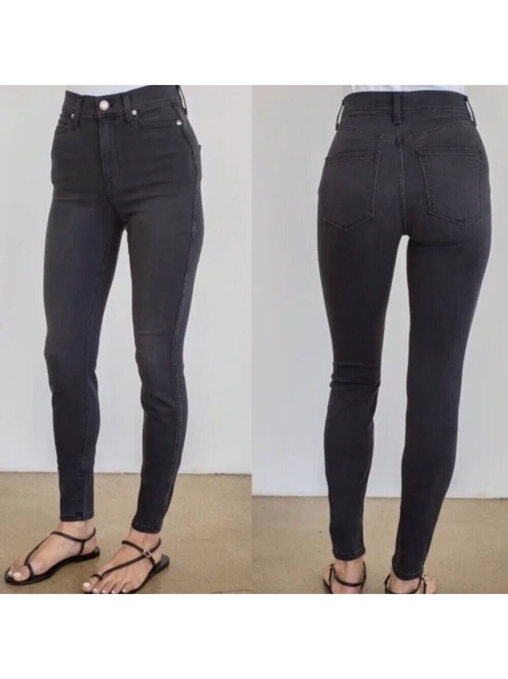 AYR The Riser High Rise Charcoal Gray/Light Black Stretch Skinny Jeans 27x28